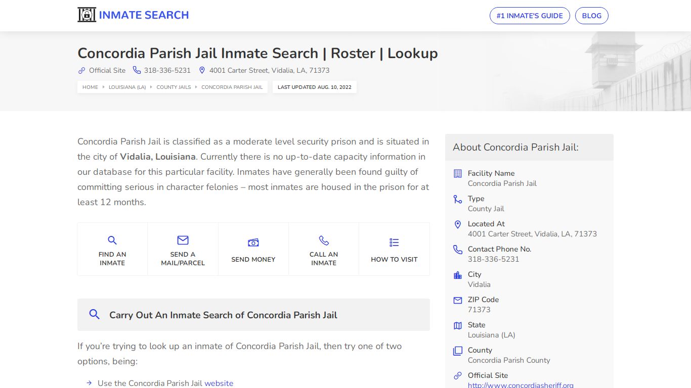 Concordia Parish Jail Inmate Search | Roster | Lookup